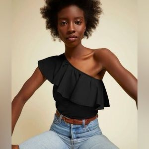 BLACK ASYMMETRIC BLOUSE Size XS